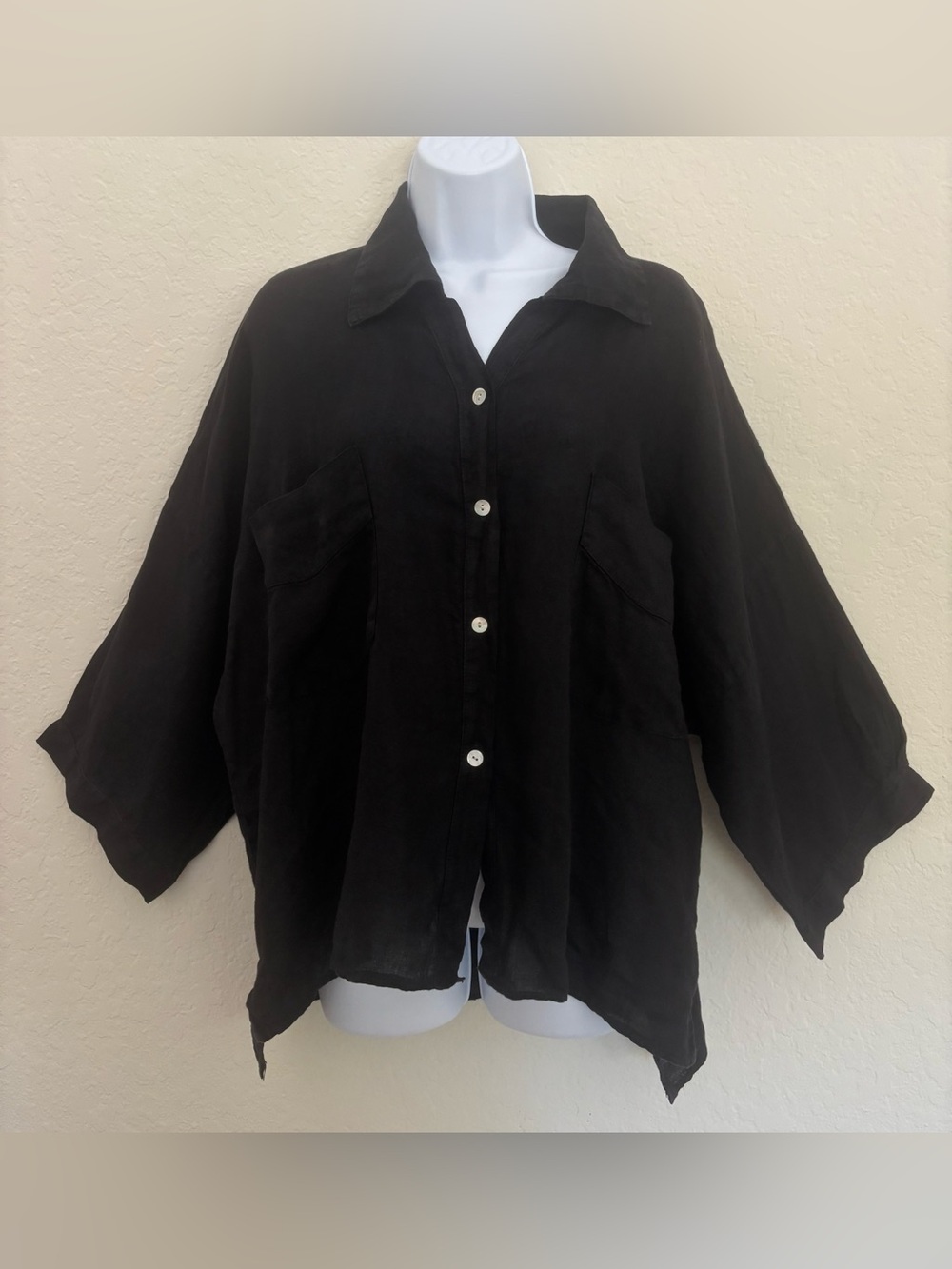 Bella Amore 100% Italian Linen Button Down Oversized Shirt CA61612 SZ L/XL
